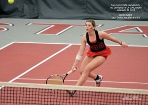 College Athlete Playing Tennis